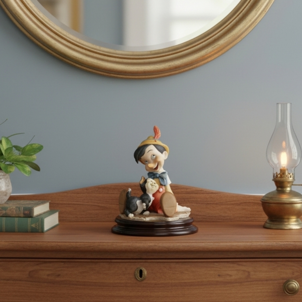 Giuseppe Armani Pinocchio and Figaro Figurine 1995